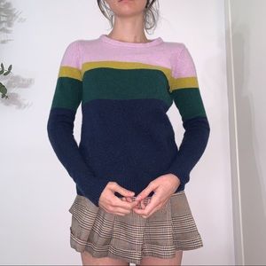 Retro Color block Knit Sweater